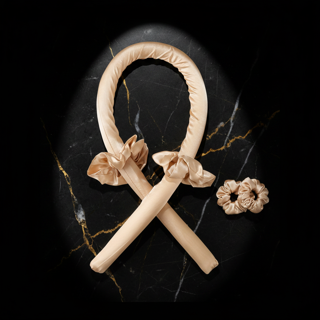 Beige Curling Headband - Dark Marble