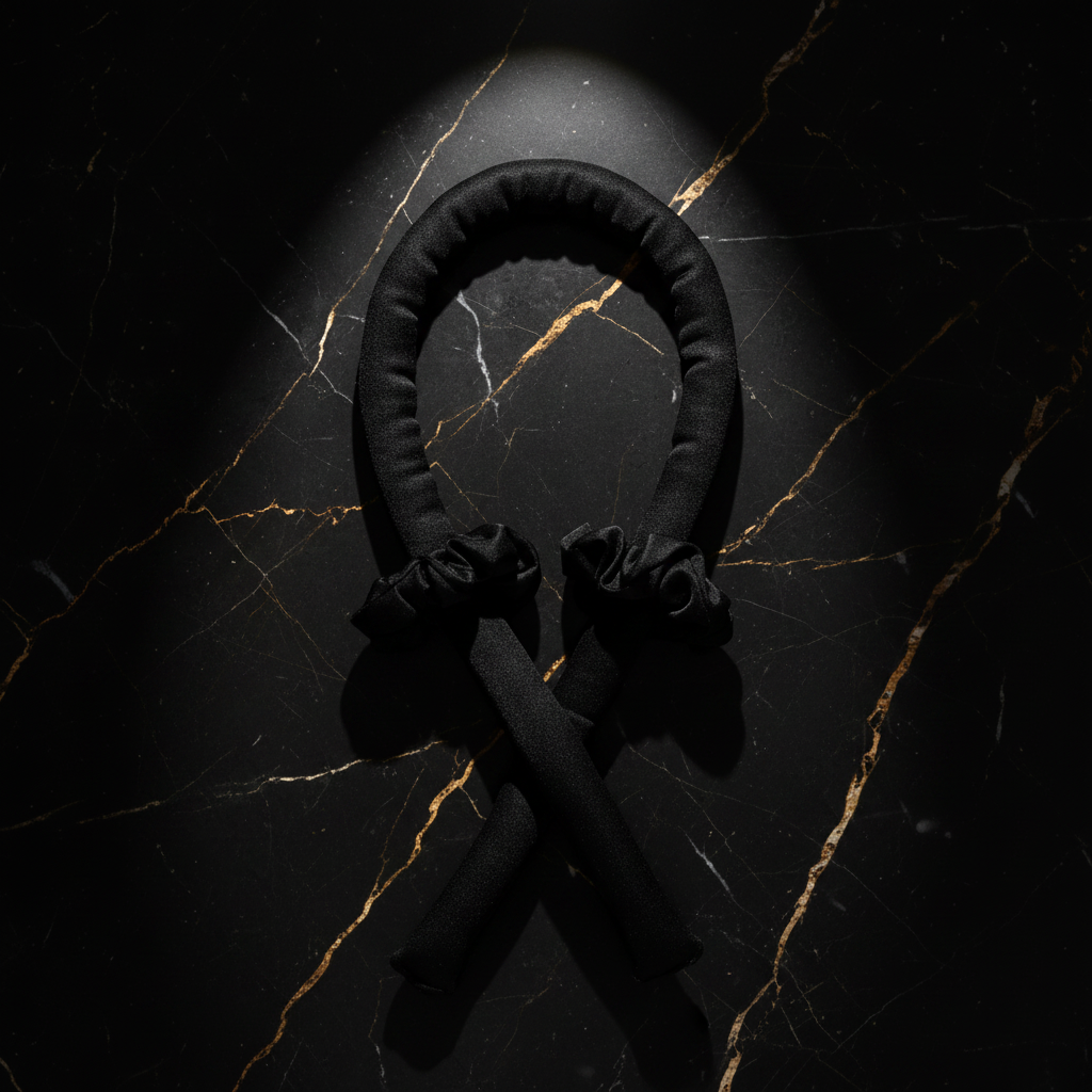 Black Curling Headband - Dark Marble